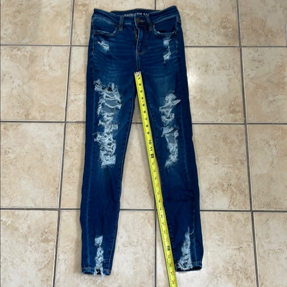 American Eagle Outfitters Blue Skinny Distressed Ne(x)t Level Stretch